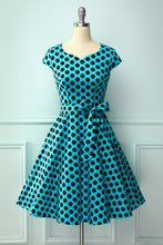 Load image into Gallery viewer, 1950s Blue Black Dots