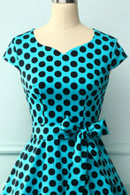 Load image into Gallery viewer, 1950s Blue Black Dots