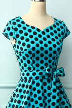Load image into Gallery viewer, 1950s Blue Black Dots
