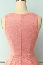 Load image into Gallery viewer, Asymmetrical Blush V Neck Lace Dress