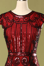 Load image into Gallery viewer, 1920s Burgundy Sequins Flapper Dress