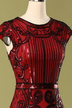 Load image into Gallery viewer, 1920s Burgundy Sequins Flapper Dress