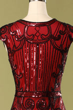 Load image into Gallery viewer, 1920s Burgundy Sequins Flapper Dress