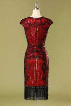 Load image into Gallery viewer, 1920s Burgundy Sequins Flapper Dress