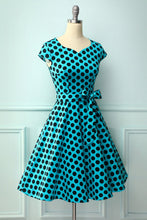 Load image into Gallery viewer, 1950s Blue Black Dots
