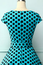 Load image into Gallery viewer, 1950s Blue Black Dots
