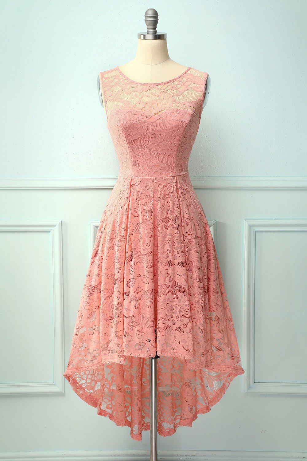 Asymmetrical Blush Lace Dress